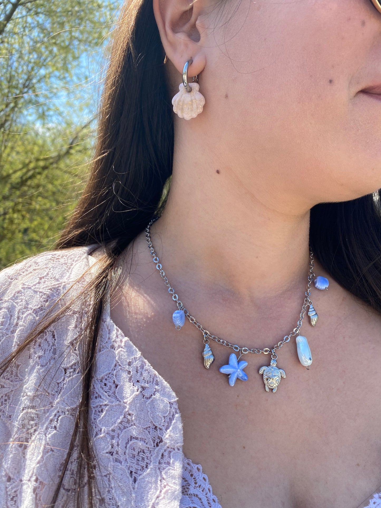 Camille I Collier bleu multibreloques