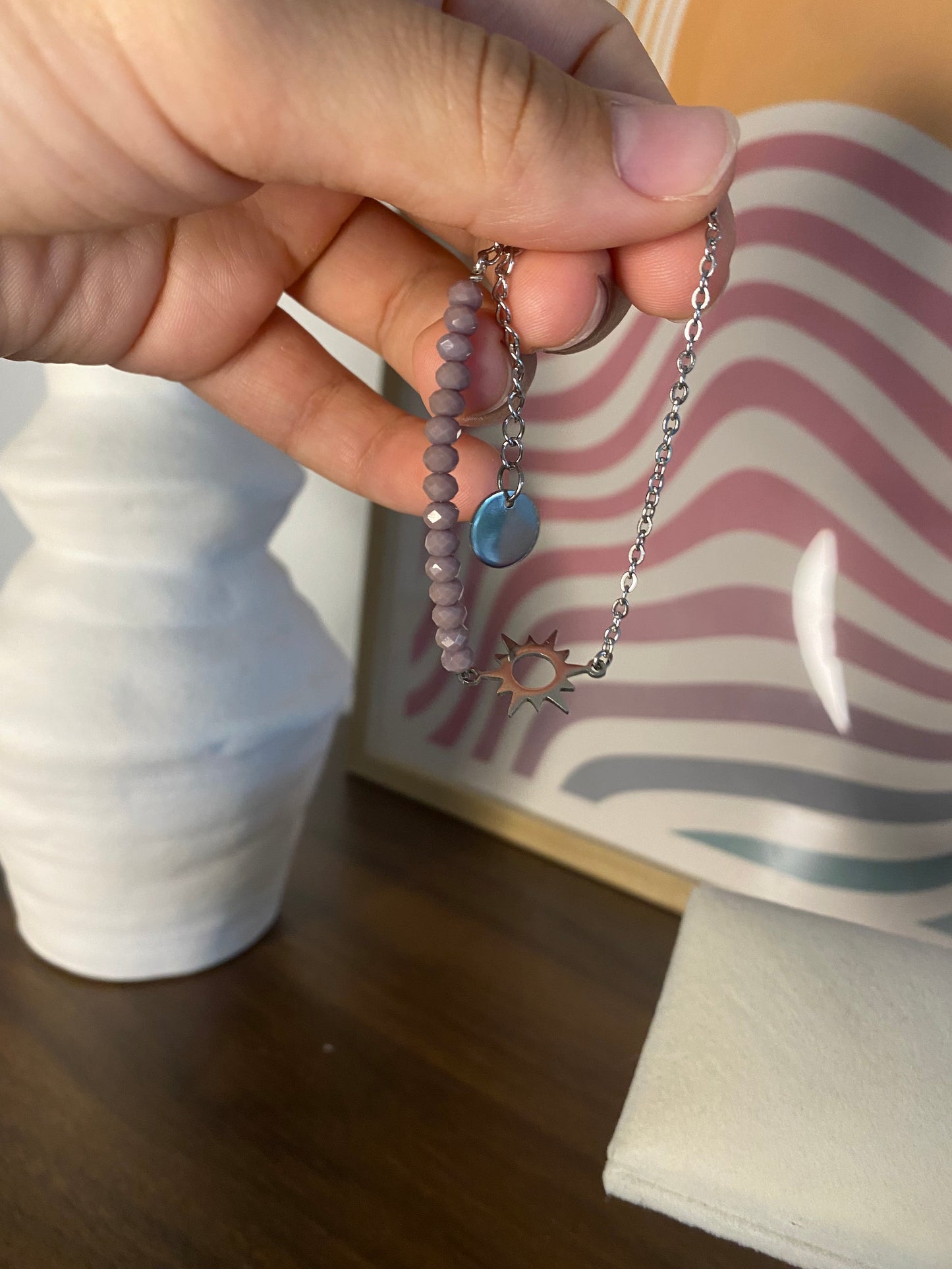 Bracelet argenté et violet