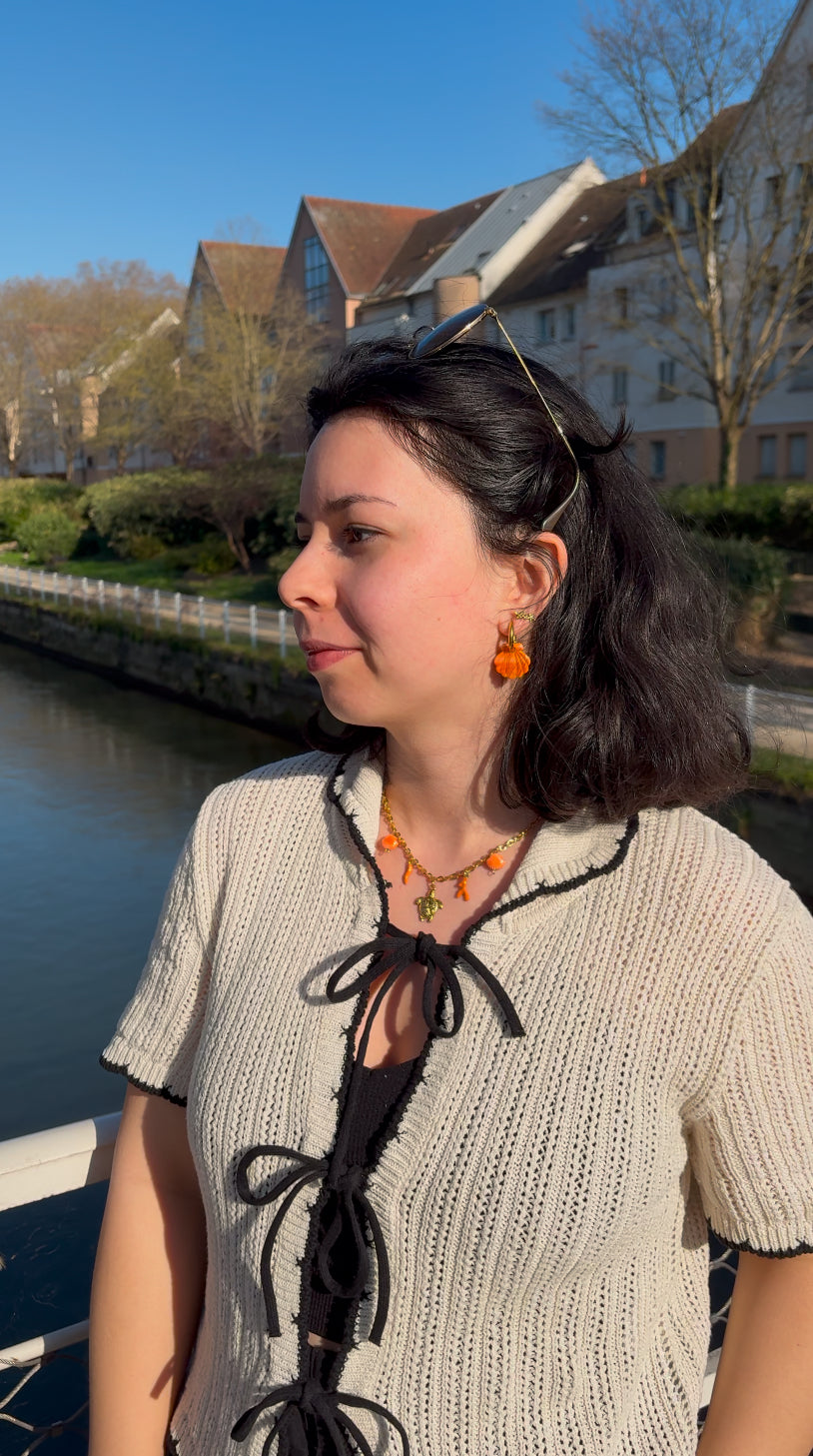 Chloé I Breloques coquillages interchangeable irisé/marbré ( avec ou sans créoles)