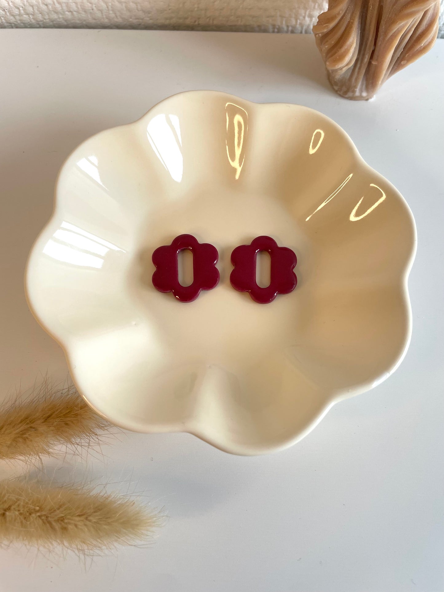 Joséphine I Fleurs bordeaux interchangeables ( sans créoles )