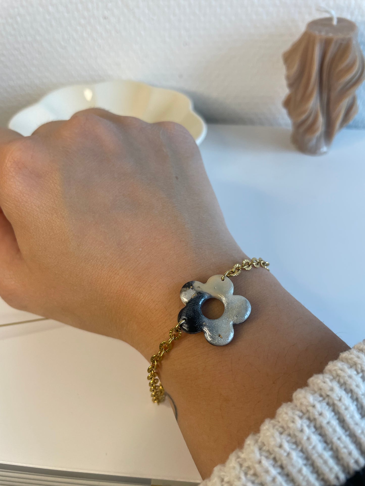 Claudine I Bracelet fleur pate polymère