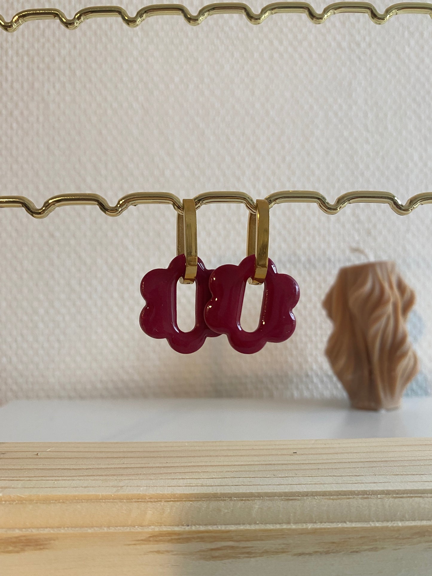 Joséphine I Fleurs bordeaux interchangeables ( sans créoles )