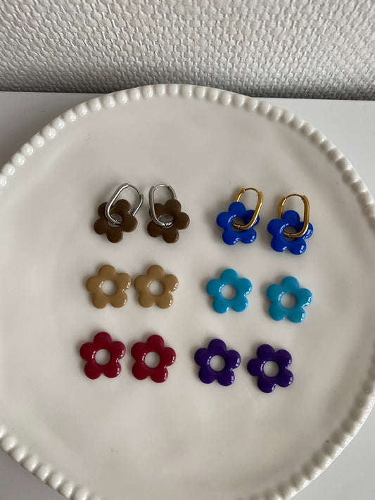 Violette I Breloques fleurs unies ( sans créoles )