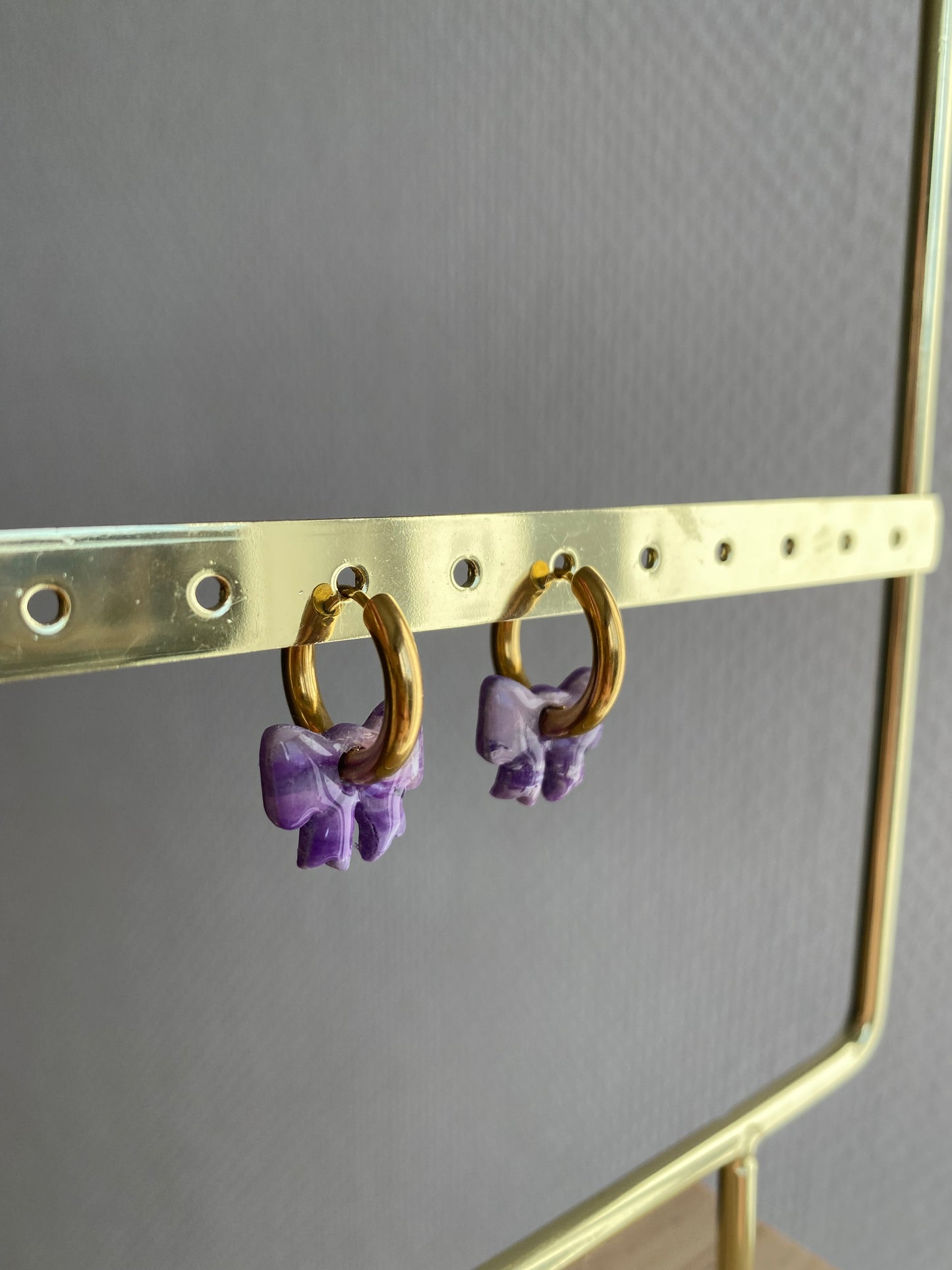 Clémence I Nœud interchangeable violet ( sans créoles )