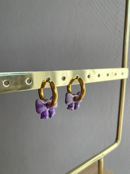 Clémence I Nœud interchangeable violet ( sans créoles )