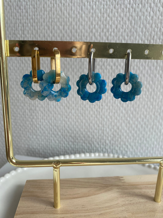 Fleurs bleues interchangeables ( sans créoles )