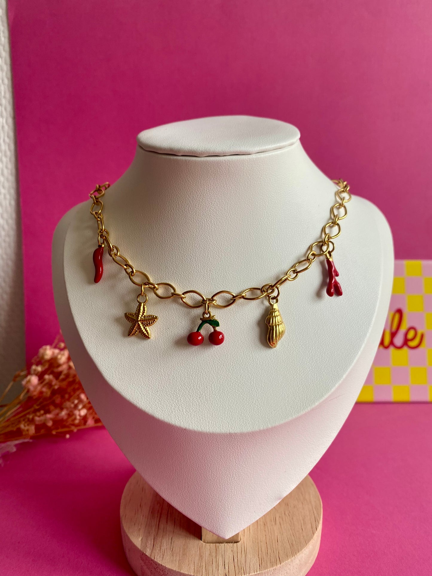 Collier cerise - pièce unique