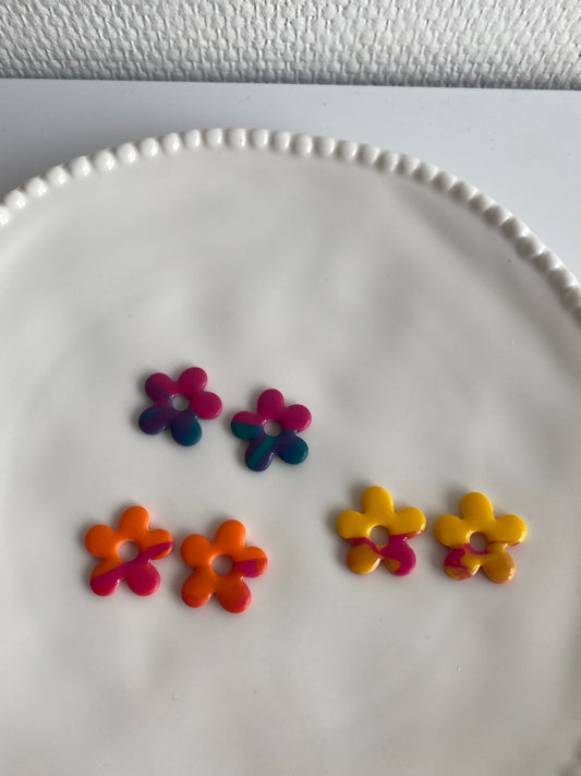 Maylis I fleurs interchangeables bicolores ( sans créoles )