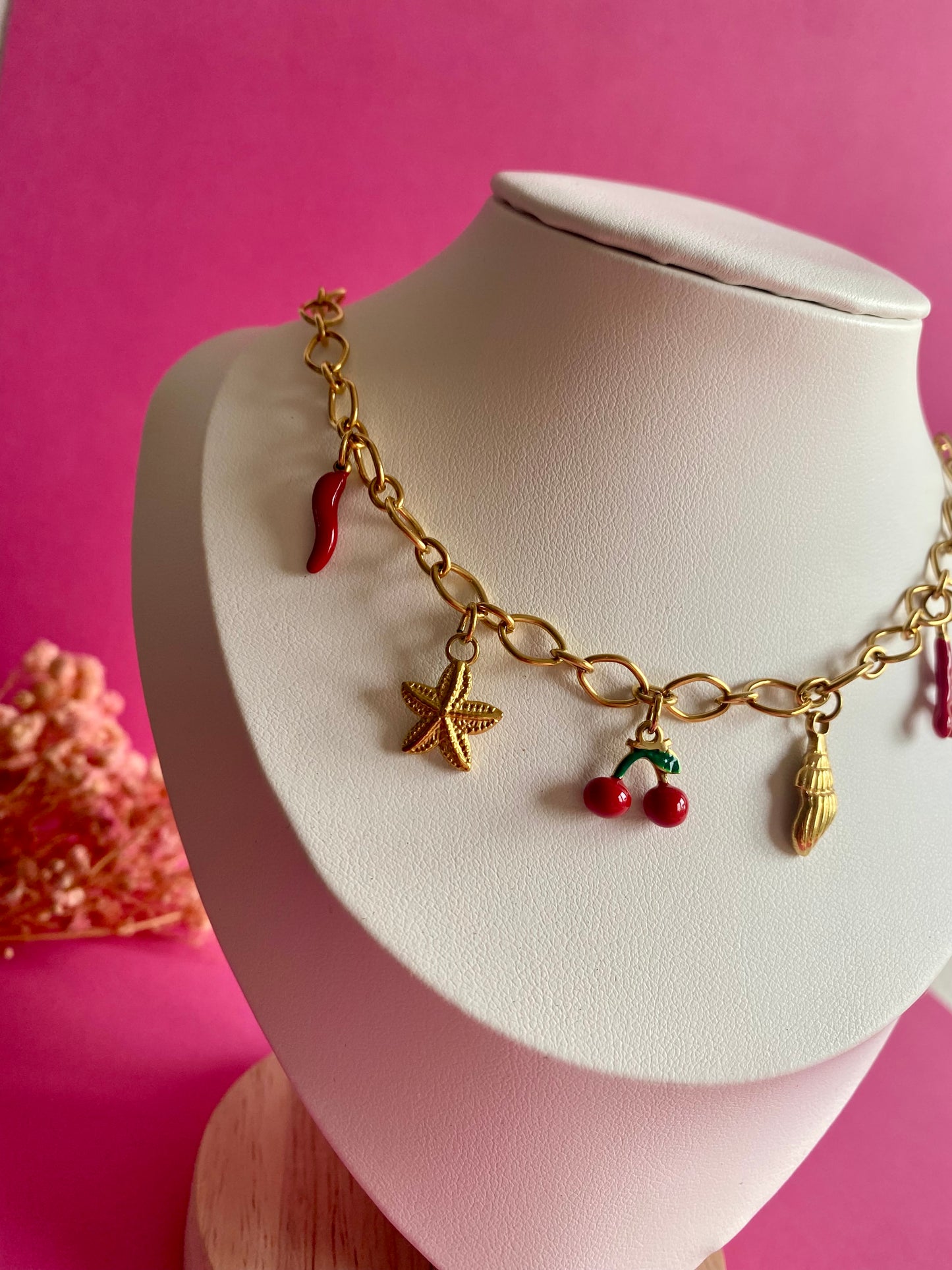 Collier cerise - pièce unique