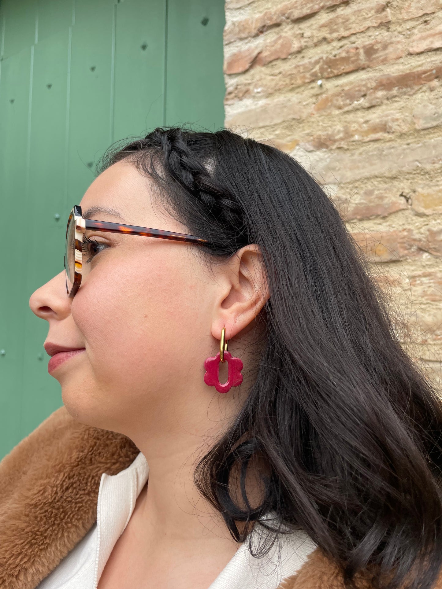 Joséphine I Fleurs bordeaux interchangeables ( sans créoles )