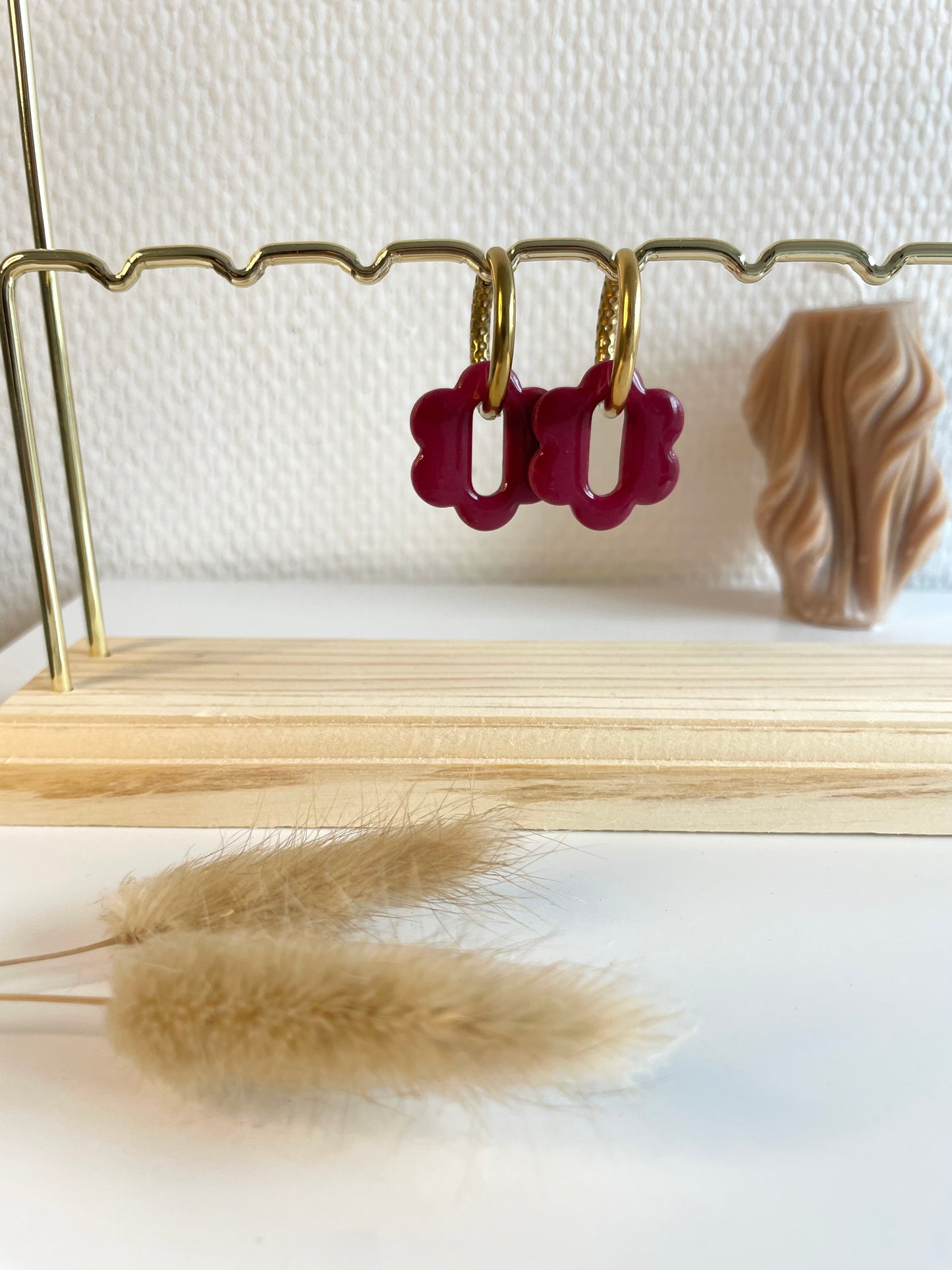 Joséphine I Fleurs bordeaux interchangeables ( sans créoles )