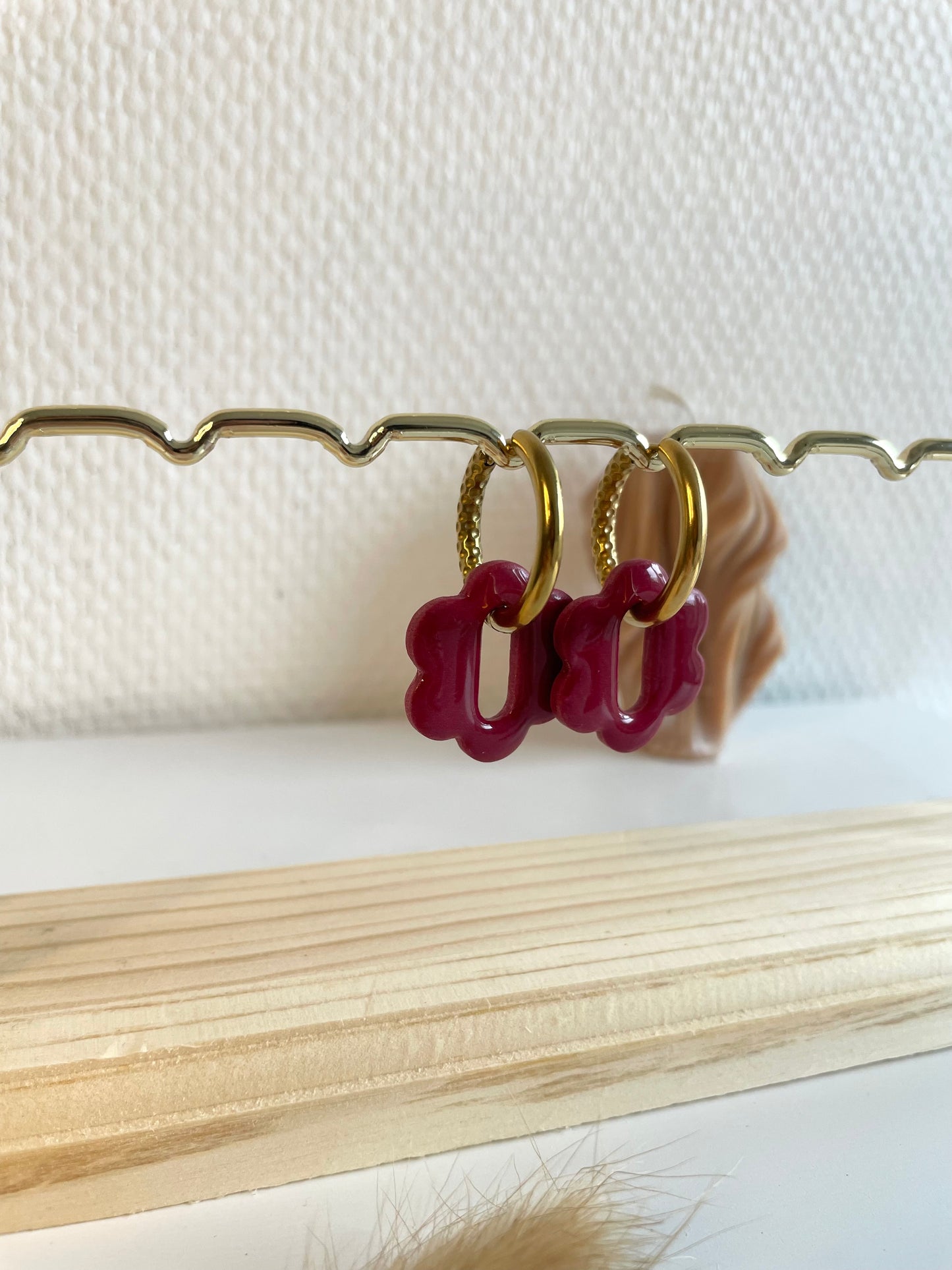 Joséphine I Fleurs bordeaux interchangeables ( sans créoles )