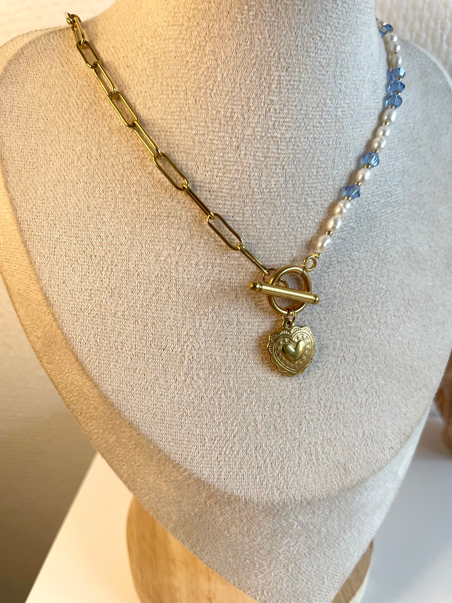 Elodie I collier perles et acier inoxydable