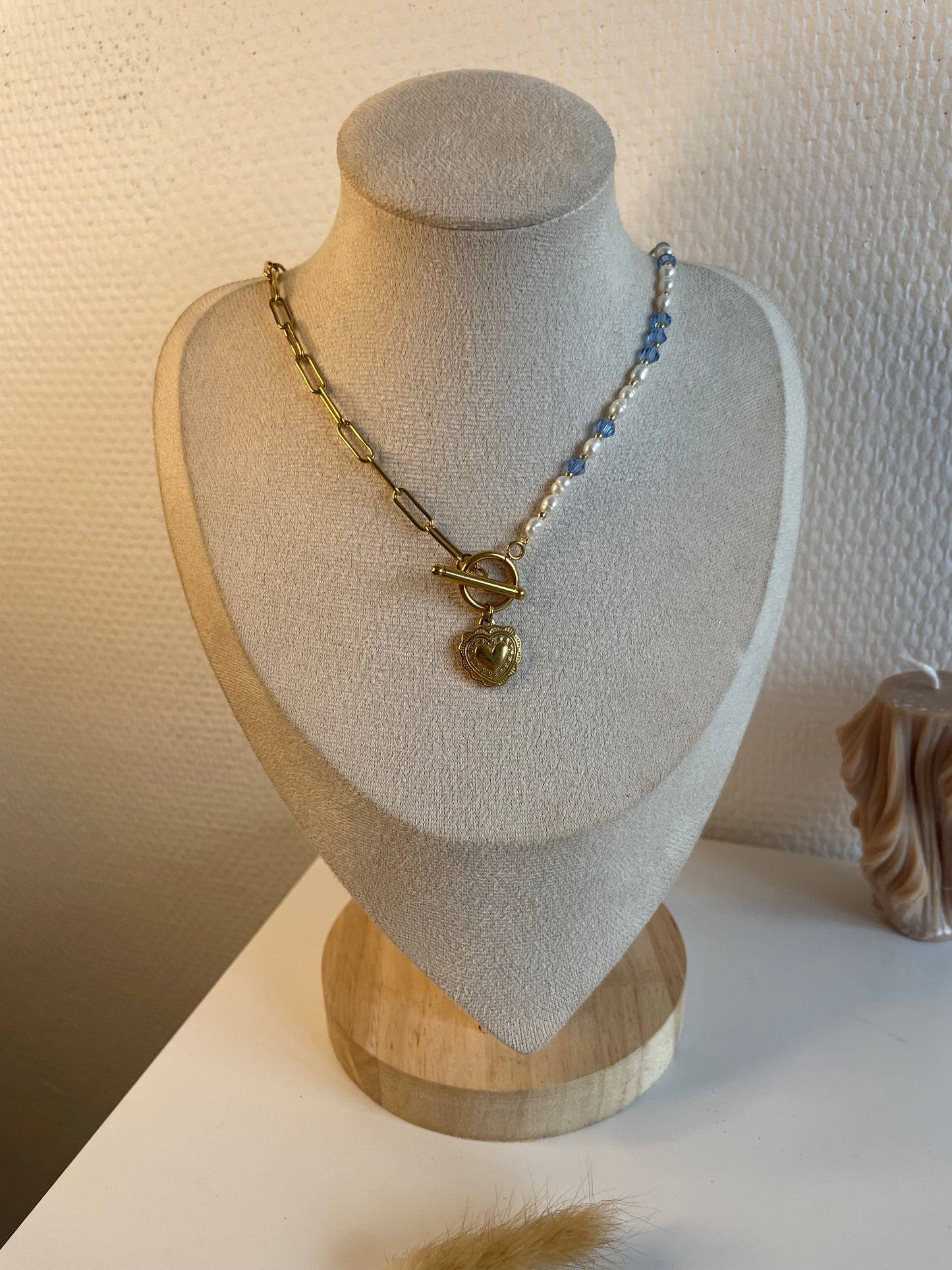 Elodie I collier perles et acier inoxydable