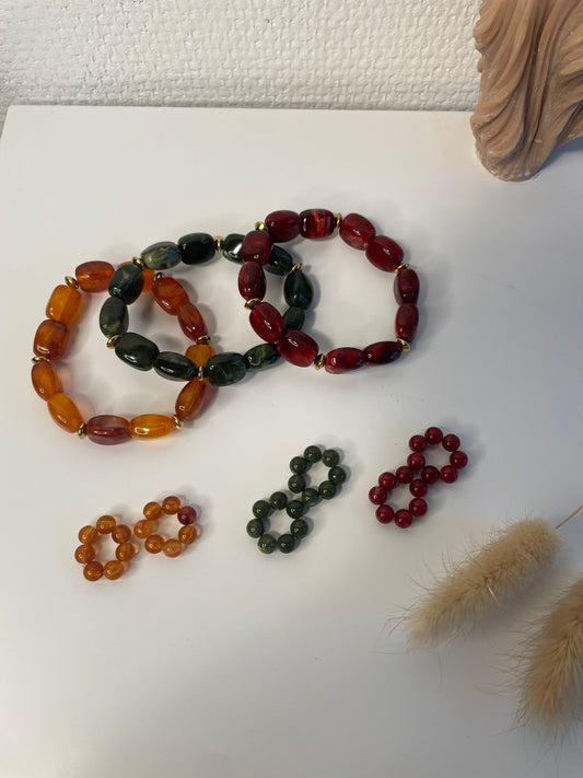 Coffret bracelet et anneaux perlés